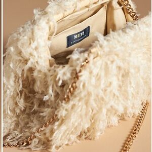 Anthropologie Maeve Cream Feather Textured Women's Bag New 2 straps